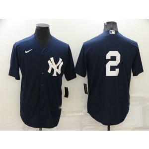 MLB Yankees 2 Derek Jeter Navy Blue Nike Cool Base Men Jersey