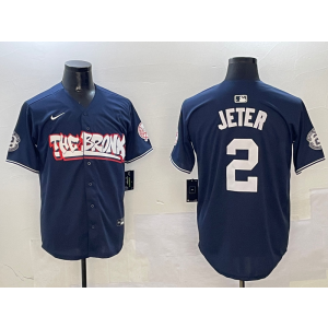 MLB Yankees 2 Derek Jeter Navy Nike Cool Base Men Jersey