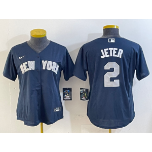 MLB Yankees 2 Derek Jeter Navy Nike Cool Base Youth Jersey