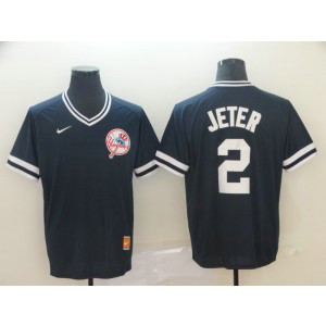 MLB Yankees 2 Derek Jeter Navy Nike Cooperstown Collection Legend V-Neck Men Jersey