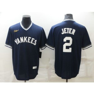 MLB Yankees 2 Derek Jeter Navy Nike Throwback Men Jersey