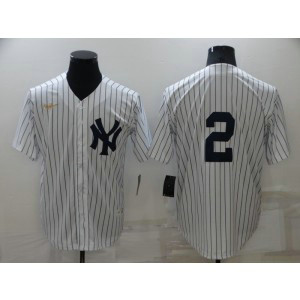 MLB Yankees 2 Derek Jeter White 2020 Nike Gold Cool Base Men Jersey