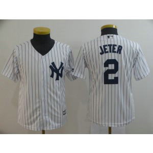MLB Yankees 2 Derek Jeter White Cool Base Youth Jersey