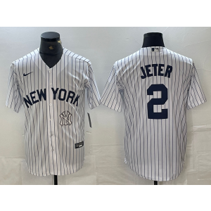 MLB Yankees 2 Derek Jeter White Nike Cool Base Men Jersey