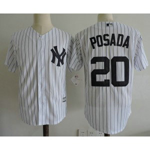 MLB Yankees 20 Jorge Posada White Mens Cool Base Men Jersey