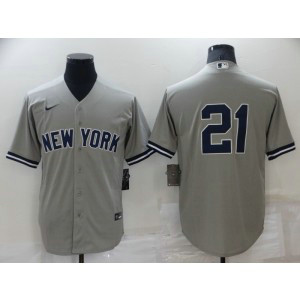 MLB Yankees 21 Grey Nike Cool Base Men Jersey