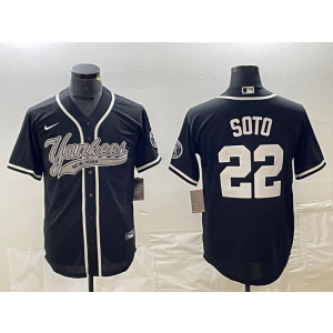 MLB Yankees 22 Soto Black Baseball Nike Cool Base Men Jersey