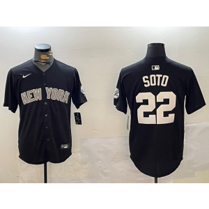 MLB Yankees 22 Soto Black Nike Cool Base Men Jersey