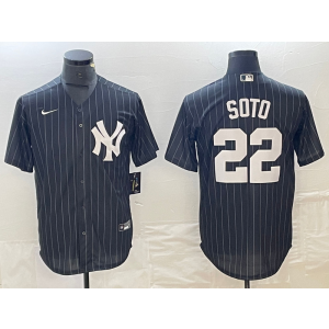 MLB Yankees 22 Soto Black Nike Cool Base Men Jersey