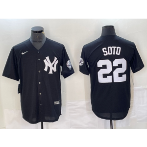 MLB Yankees 22 Soto Black Nike Cool Base Men Jersey