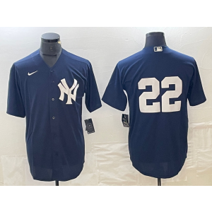 MLB Yankees 22 Soto Blue Nike Cool Base Men Jersey