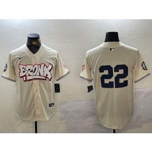 MLB Yankees 22 Soto Cream Nike Cool Base Men Jersey