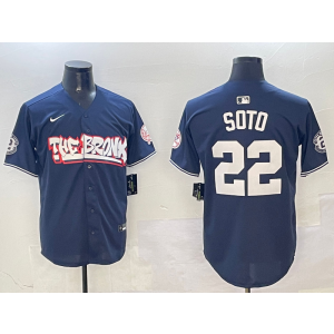 MLB Yankees 22 Soto Navy Nike Cool Base Men Jersey