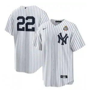 MLB Yankees 22 Soto White 2024 World Series Nike Cool Base Men Jersey