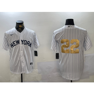 MLB Yankees 22 Soto White Gold Nike Cool Base Men Jersey