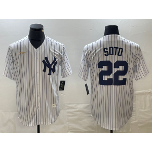 MLB Yankees 22 Soto White Nike Cool Base Men Jersey