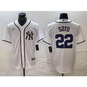 MLB Yankees 22 Soto White Nike Cool Base Men Jersey