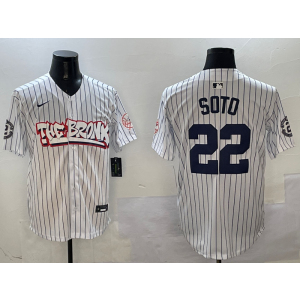 MLB Yankees 22 Soto White Nike Cool Base Men Jersey