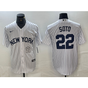 MLB Yankees 22 Soto White Nike Cool Base Men Jersey