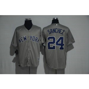 MLB Yankees 24 Gary Sanchez Grey Cool Base Men Jersey