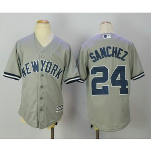 MLB Yankees 24 Gary Sanchez Grey Cool Base Youth Jersey