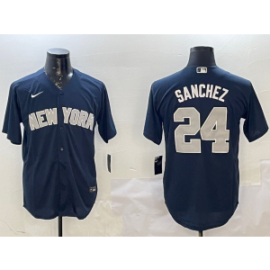 MLB Yankees 24 Gary Sanchez Navy Nike Cool Base Men Jersey