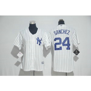 MLB Yankees 24 Gary Sanchez White Cool Base Women Jersey