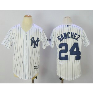MLB Yankees 24 Gary Sanchez White Cool Base Youth Jersey