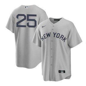 MLB Yankees 25 Gleyber Torres 2021 Grey Field Of Dreams Cool Base Men Jersey