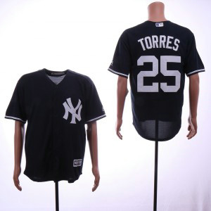 MLB Yankees 25 Gleyber Torres Black Cool Base Men Jersey