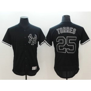 MLB Yankees 25 Gleyber Torres Black Flexbase Men Jersey
