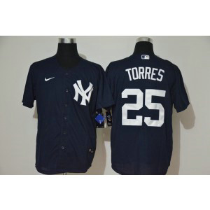 MLB Yankees 25 Gleyber Torres Blue 2020 Nike Cool Base Men Jersey