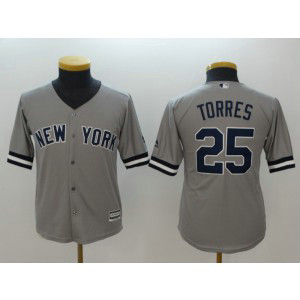 MLB Yankees 25 Gleyber Torres Gray Cool Base Youth Jersey