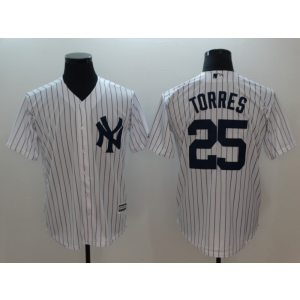 MLB Yankees 25 Gleyber Torres White Cool Base Men Jersey