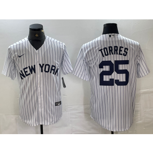 MLB Yankees 25 Torres White Nike Cool Base Men Jersey