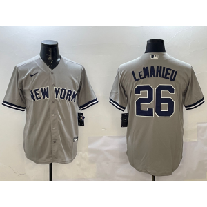 MLB Yankees 26 DJ LeMahieu Grey Nike Cool Base Men Jersey