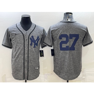 MLB Yankees 27 Giancarlo Stanton Gray Nike Cool Base Men Jersey