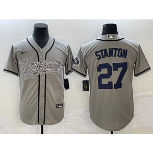 MLB Yankees 27 Giancarlo Stanton Grey Baseball Nike Cool Base Men Jersey