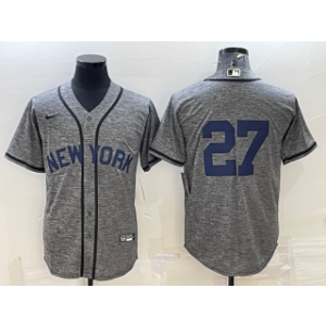 MLB Yankees 27 Giancarlo Stanton Grey Nike Cool Base Men Jersey
