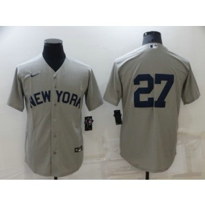 MLB Yankees 27 Giancarlo Stanton Grey Nike Cool Base Men Jerseys