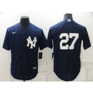 MLB Yankees 27 Giancarlo Stanton Navy Nike Cool Base Men Jersey