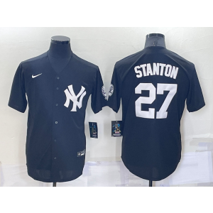MLB Yankees 27 Giancarlo Stanton Navy Nike Cool Base Men Jersey