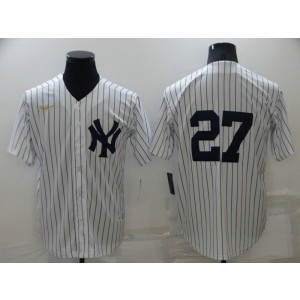 MLB Yankees 27 White 2020 Nike Gold Cool Base Men Jersey
