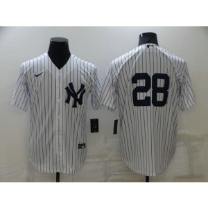 MLB Yankees 28 White Nike Cool Base Men Jersey