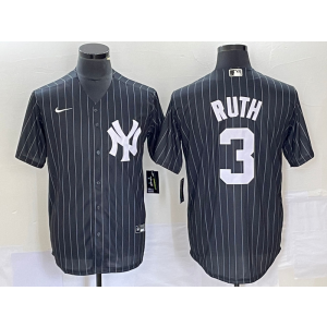 MLB Yankees 3 Babe Ruth Black Nike Cool Base Men Jersey