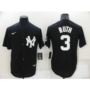 MLB Yankees 3 Babe Ruth Black Nike Cool Base Men Jersey