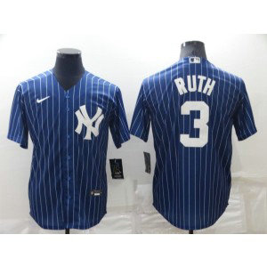 MLB Yankees 3 Babe Ruth Blue Nike Cool Base Men Jersey