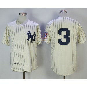 MLB Yankees 3 Babe Ruth Cream Mitchell Ness Men Jersey
