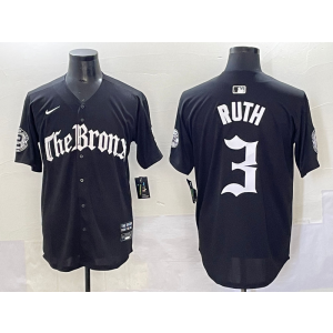 MLB Yankees 3 Babe Ruth New Black Nike Cool Base Men Jersey