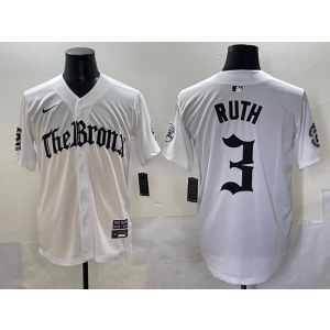 MLB Yankees 3 Babe Ruth New White Nike Cool Base Men Jersey